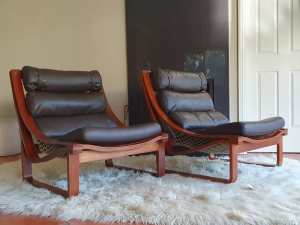 70s TESSA T4 Leather Lounge Chairs x 2 