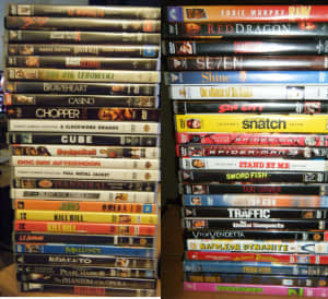DVDs. titles list.condtn: new/good preluvd.clarkson area pu
