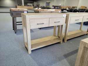RRP$449 Small White Wash Timber Hall Table/ Console w/ Drawers