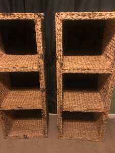 Woven bamboo bookcases 40cm wide 102cm high