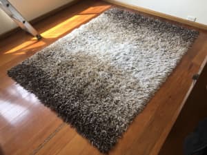 Brown & cream shaggy carpet rug