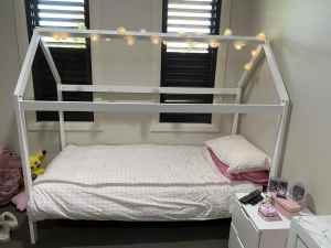 White girls bed single bed frame
