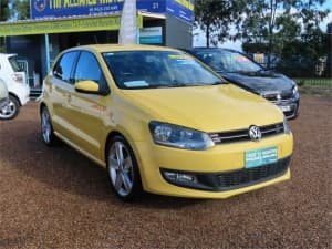 2010 Volkswagen Polo 6R 77TSI DSG Comfortline Yellow 7 Speed Sports Automatic Dual Clutch Hatchback