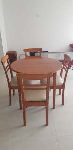 Wooden extension dining table with 4 chairs