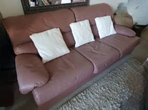 Full leather 3-seat sofa & single matching armchair