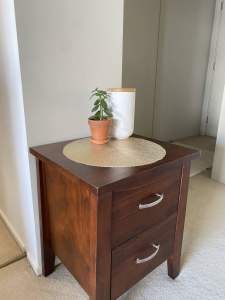 Solid wood side table - walnut colour
