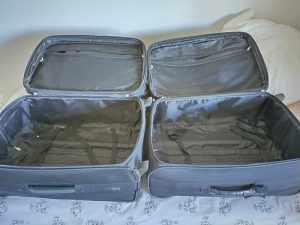 Two fabric suitcases $30 for pair