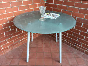 Round Dining Table with Tempered Glass - Top Excellent Condition