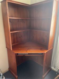Corner Wooden Study Desk with Bookcase