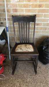Rocking chair tapestry cushion carving in wood