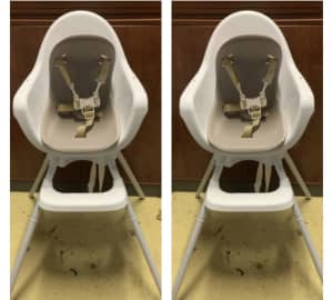 2x (Two) Baby Feeding High Chairs with Safety Harness