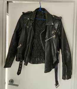 Brando style Motorcycle Leather Jacket Size 46