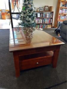 Glass Topped Coffee Table With Drawers
