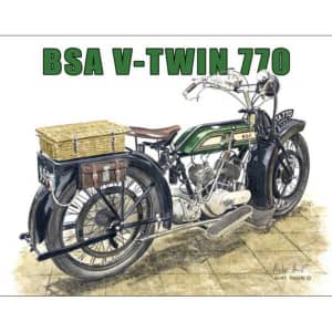 BSA V Twin 1921 Tin Sign 40.5 x 31.5cm - Man Cave - Made in Australia