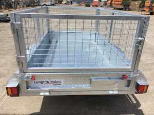 7 x 4 Longlife single axle galv caged trailer with 600 or 900 cage.
