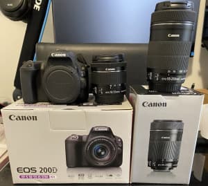 Canon EOS 200D Camera and Lens (18-55mm & 55-250mm)