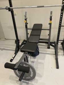 Home Gym Celsius BC3 Weight Bench RebelSport with 20kg Olympic Barbell