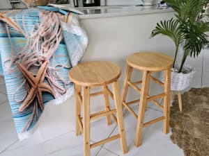Kitchen Counter timber Wood stools x 2