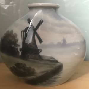 Vintage Friedrich Kaestner Fine Porcelain Vase Windmills