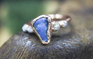 Raw Opal Rose Gold Engagement Ring