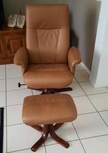 Leather Rado Chair and Footstool Perfect Condition