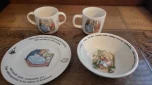 Wedgewood Peter Rabbit plate, bowl and cups