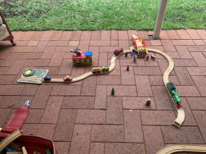 Kids wooden train set