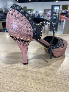 PRADA (vintage) high heels, pink with embellishments 