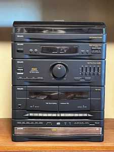 Phillips 1970s Stereo Deck with CD, cassette tape slot, and turntable