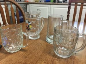 Four Large 500 mL Beer Mugs including Three Dimpled ones
