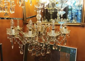 Large antique 10 arm 1960s Italian crystal chandelier, pair available