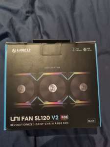 Lian Li Uni Fan SL V2 120mm ARGB 2000 RPM - Black (Triple Pack) with C
