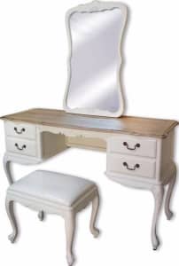 French Provincial Furniture White Dressing Table Set