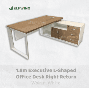 1.8m Executive L-Shaped Office Desk Right Return - Walnut White