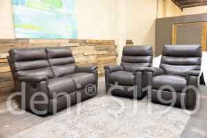 Chocolate Genuine Leather Reclining 4 Seater Lounge Suite. Excellent C