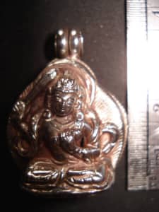 Great hand made Manjushri sterling silver locket pendant