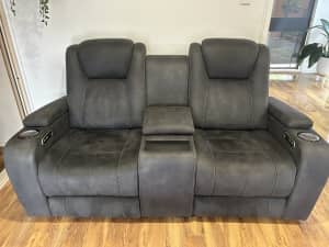 Amart 2 seater recliners , lots of features!