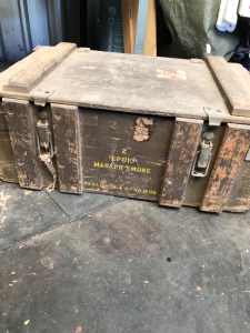 Vintage Army ammunition box, and Blacksmith tools