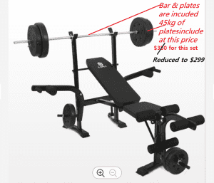 Weight Bench Press Multi-Station Fitness Gym includs 45kg plates & bar