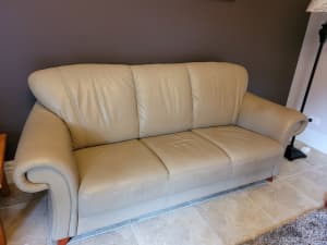 Cream/Tan leather 3 seater couch
