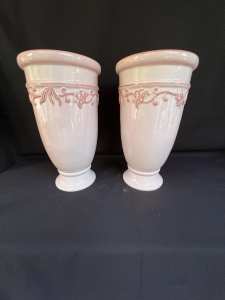 Vintage soft pink colour tall ceramic pots vases