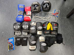 BOXING GEAR BUNDLE - GLOVES, HEADGEAR, SKIPPING ROPES & STRAPS Rocklea Brisbane South West Preview
