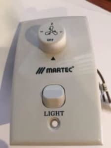 Single Martec Print Wall Controller With 3 Speeds and Light Switch
