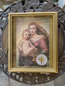 Religious Wall Clock / Mary with baby Jesus Clock / Religious Picture