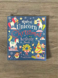 Childrens activity book - magical unicorn Christmas