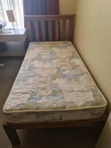 Wooden single bed and Mattress