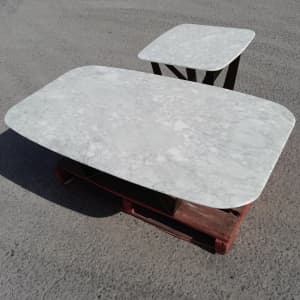 NEW AMALFI COFFEE TABLE SOLID MARBLE WHITE RPP $999