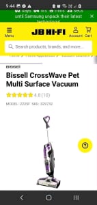 Bissell cordless CROSSWAVE PET VACUUM CLEANER WASH & MOP
