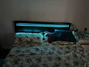 Queen Bed Frame Platform with RGB LED Headboard