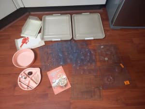 Vintage Chocolate Making Moulds Molds and Candy Storage Boxes Lot